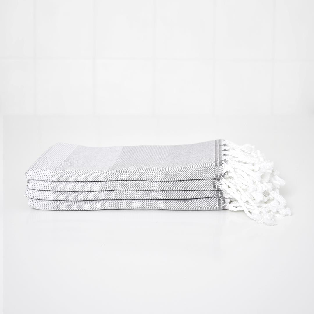 White with Grey Hand Towel – Antiochia Collection – Antiochia Home